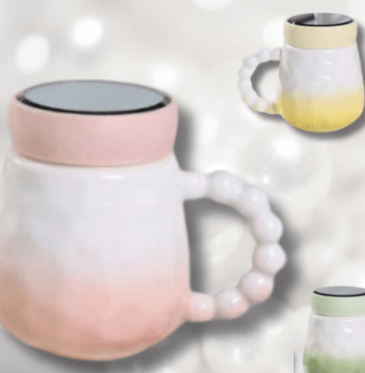 Glaze Ceramic Cup Simple With Lid (480ml)