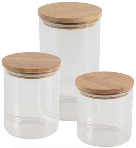 Round Glass Cylinder With Bamboo Lid (10x8cm)(Each)