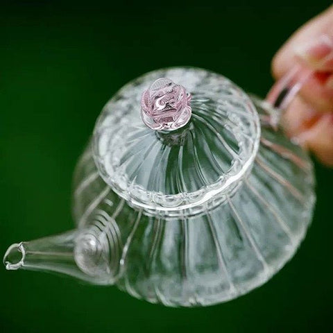 Textured Glass Teapot With Pink Handle (250ml)(Each)