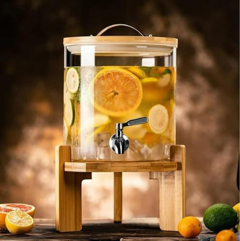 Juice Dispenser 5 Litre with Spigot and Wooden Stand (3.6L)