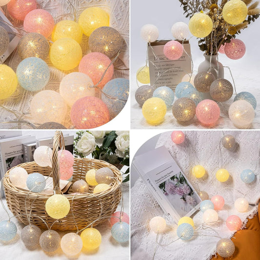 Battery Operated Cotton Balls Lights (10L)(2M)