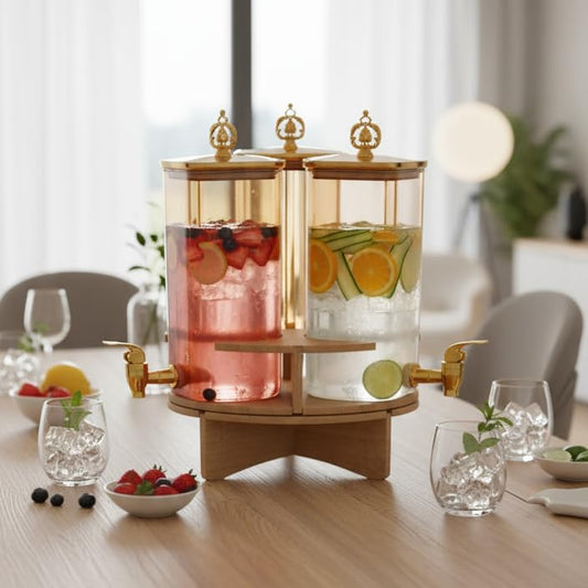 Luxury Rotating Triple Glass Beverage Dispenser (1.8L)(3 pcs)