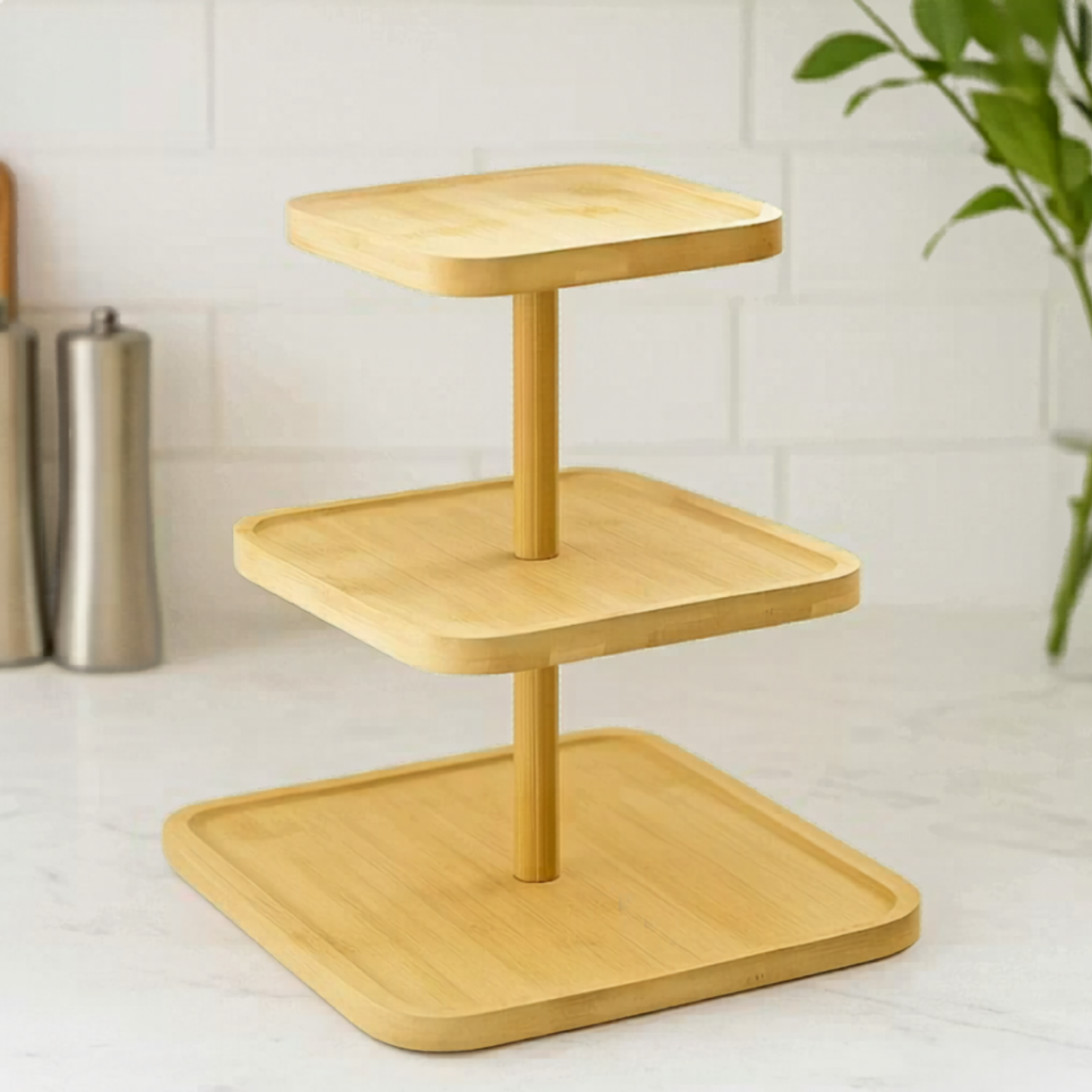 Square Bamboo Serving Stand (3 Tier)