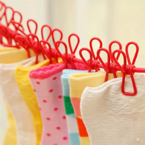 Portable Elastic Clothesline (12 Clips)(1.8m)