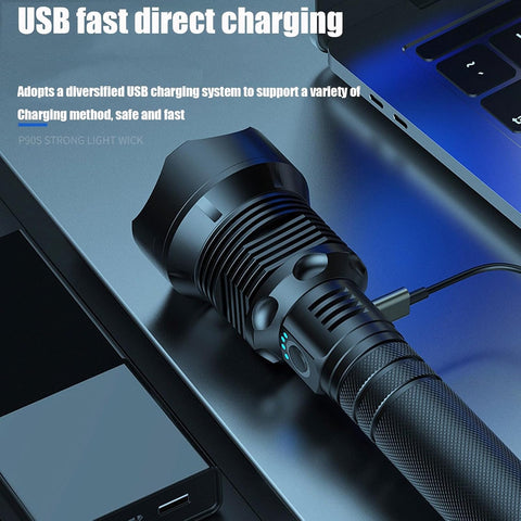 Chargeable Tactical Zoom Waterproof Aluminium Torch - 3X Light Modes