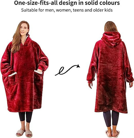 Longer Fleece Huggle Hoodie (Maroon)