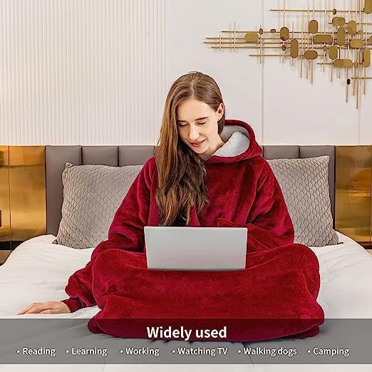 Longer Fleece Huggle Hoodie (Maroon)