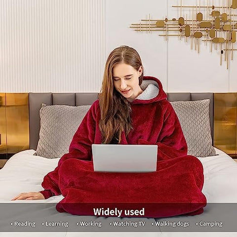 Longer Fleece Huggle Hoodie (Maroon)