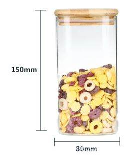 Round Glass Cylinder With Bamboo Lid (15x8cm)(Each)