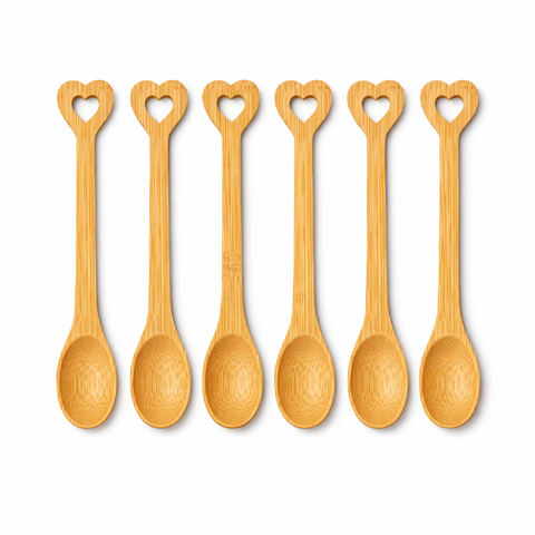 Wooden Hearted Spoon Set (15.5cm)(6 pcs)