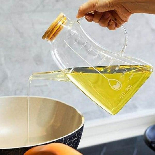 Transparent Glass Oil Bottle (1L) - DMC Wholesale
