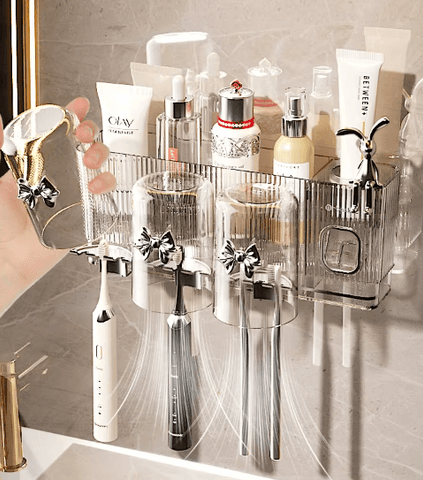 Toothbrush And Cosmetic Holder (With Gargle Cups)