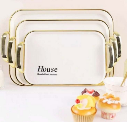 House Gold Elegance Tray Set (3 pcs)