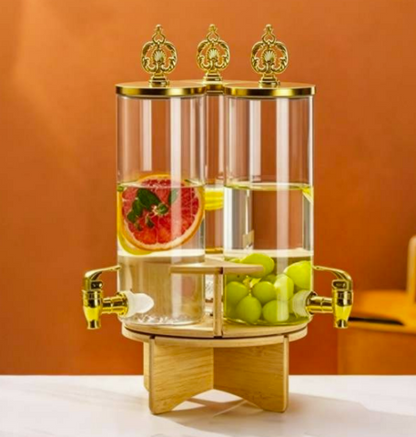 Luxury Rotating Triple Glass Beverage Dispenser (1.8L)(3 pcs)