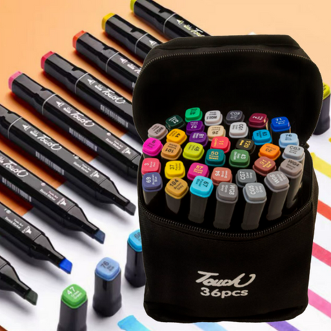 Coloured Dual Marker And Highlighter Pen Set (36 pcs)