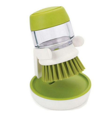 Soap Dispensing Plam Brush With Storage Stand
