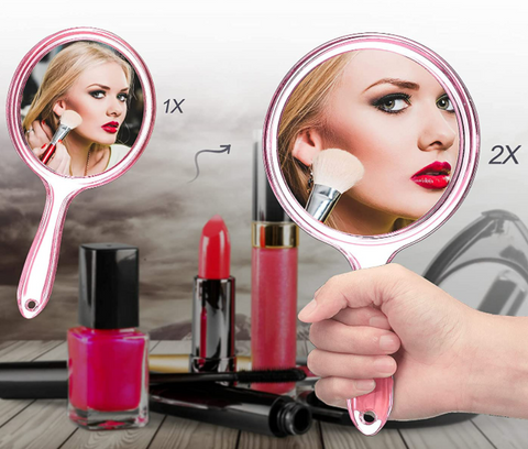 Double Sided Glass Hand Mirror