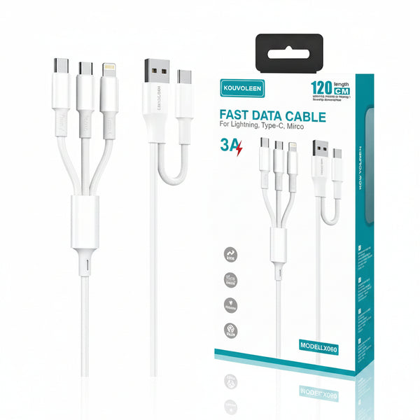 Fast Data Cable 3A Multi-Connector Set (Lightning/Type-C/Micro)
