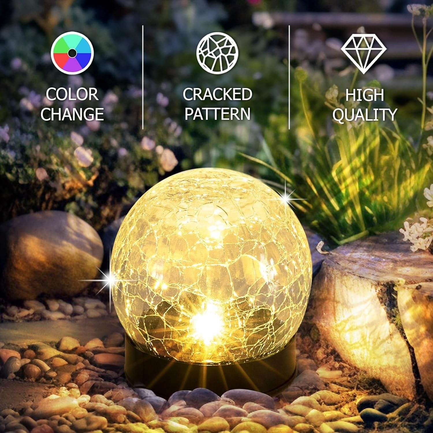 Solar Cracked Glass Globe Ball Set (2 pcs) - DMC Wholesale