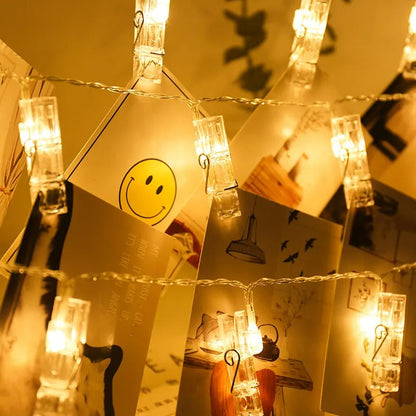 Solar Photo Peg String Light (30L)(6M)(Yellow)