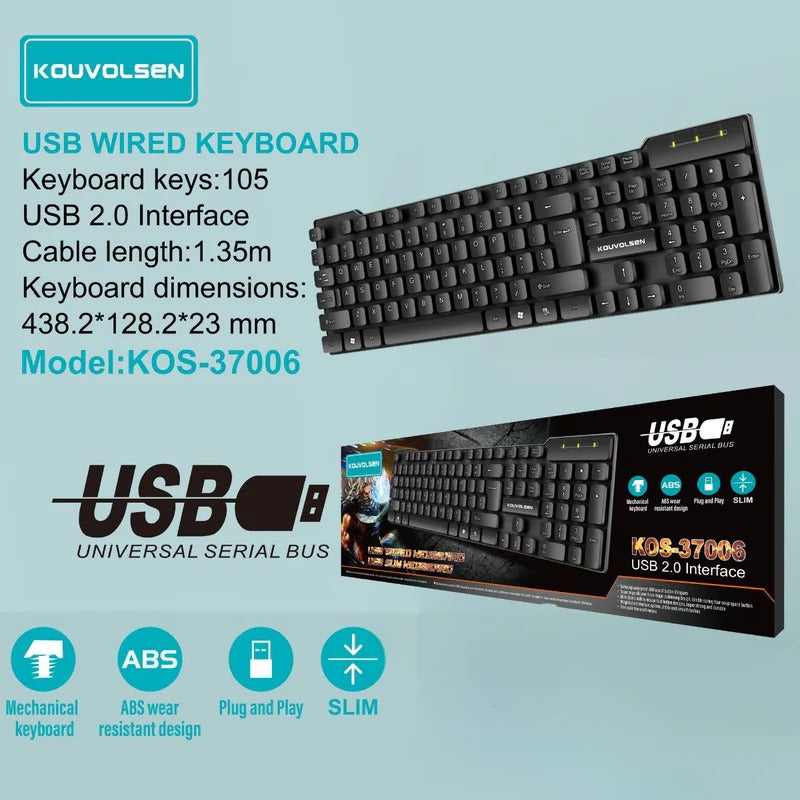 Kouvolsen USB Wired Keyboard KOS-37006