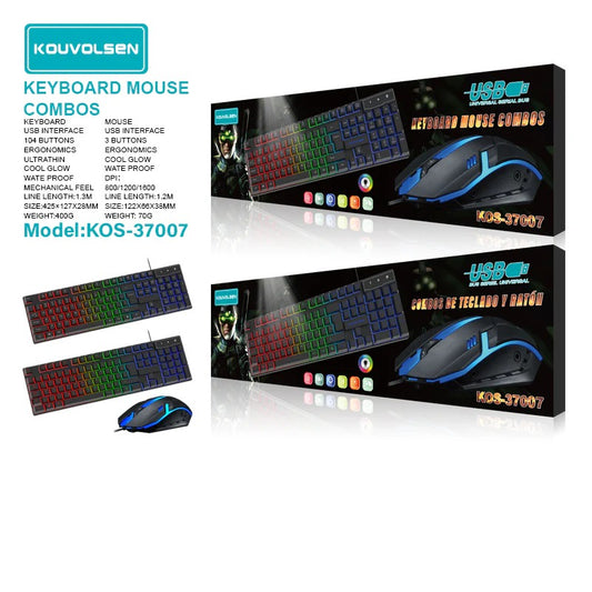 USB Keyboard Mouse Combo Set with RGB Lighting