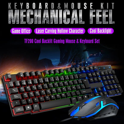USB Keyboard Mouse Combo Set with RGB Lighting