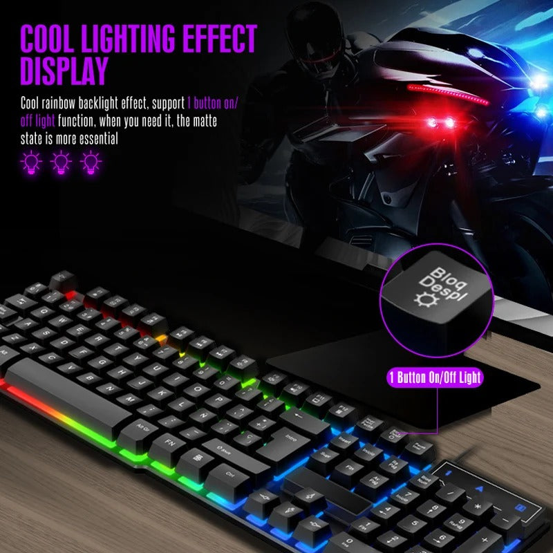 USB Keyboard Mouse Combo Set with RGB Lighting