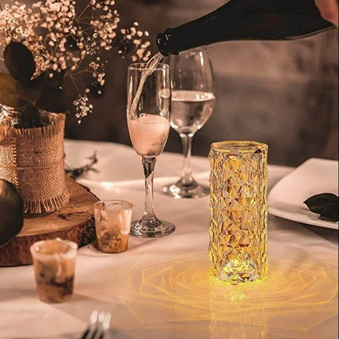 Acrylic Diamond Rose Lampshade Table Lights (Yellow) - Alt View