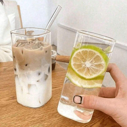 Elegant Ultra Durable Clear Square Glass Cup (380ml)(Each)