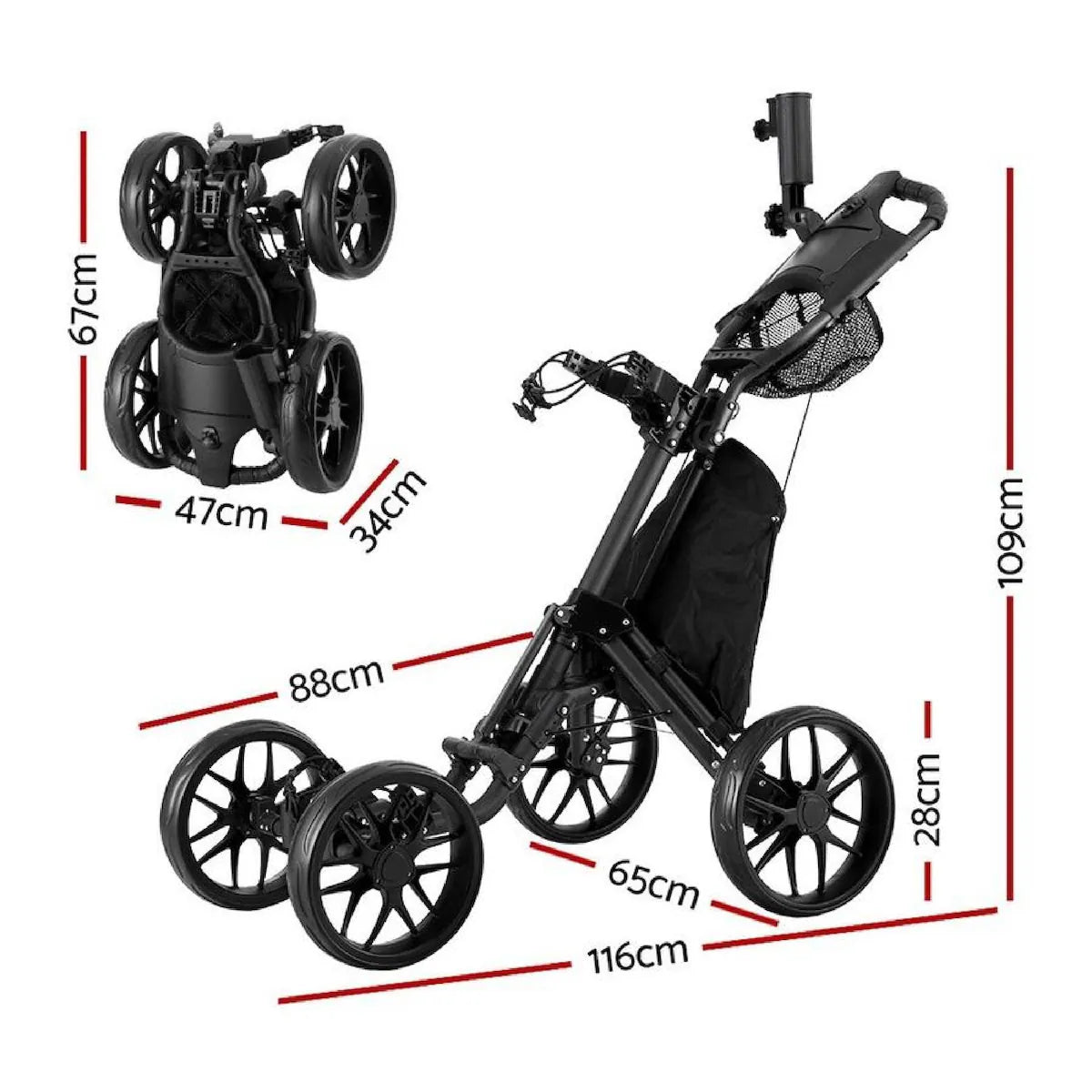 Four Wheel Golf Push Cart