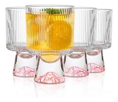 Elegant Snowy Mountain Striped Glass Tumblers Set (300ml)(6 pcs)