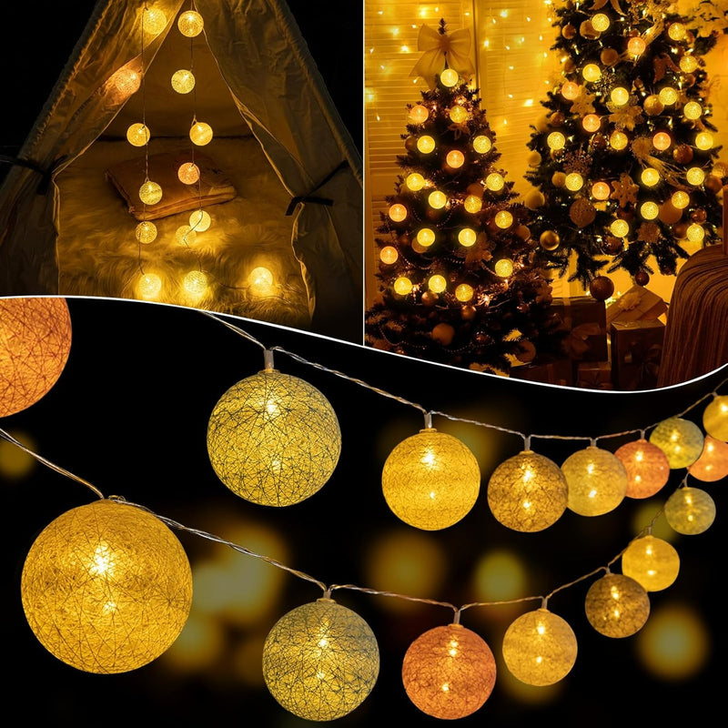 Battery Operated Cotton Balls Lights (10L)(2M)