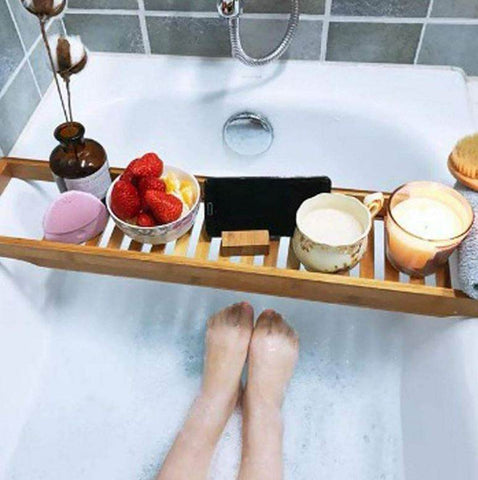 Expandable Bamboo Bathtub Comfort Tray - Alt View