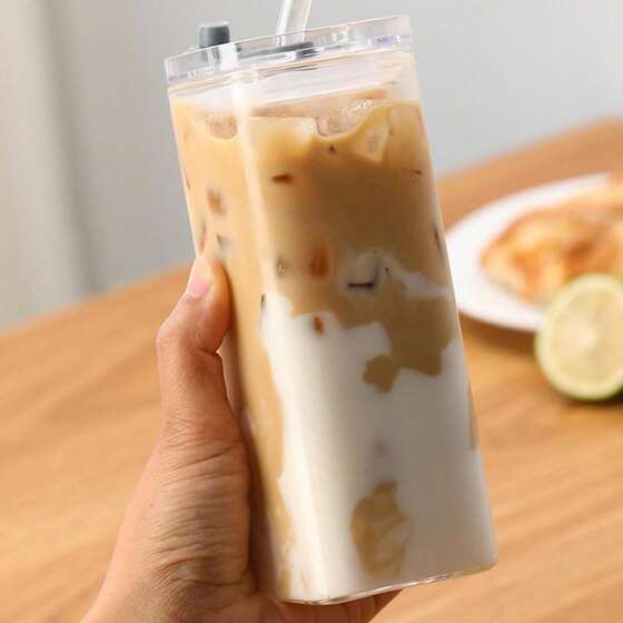 Elegant Ultra Durable Clear Square Glass Cup (380ml)(Each)
