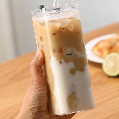 Elegant Ultra Durable Clear Square Glass Cup (380ml)(Each)