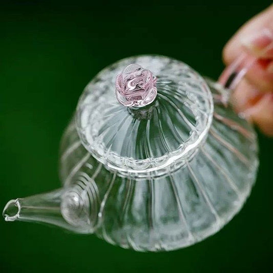Textured Glass Teapot With Pink Handle (250ml)(Each)