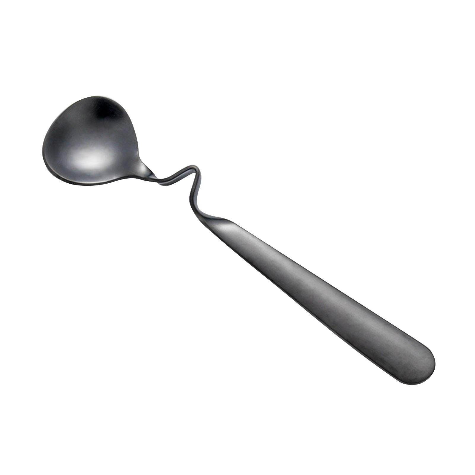 Curved Coffee Spoon Set (6 pcs)(14cm)(Black) - DMC Wholesale