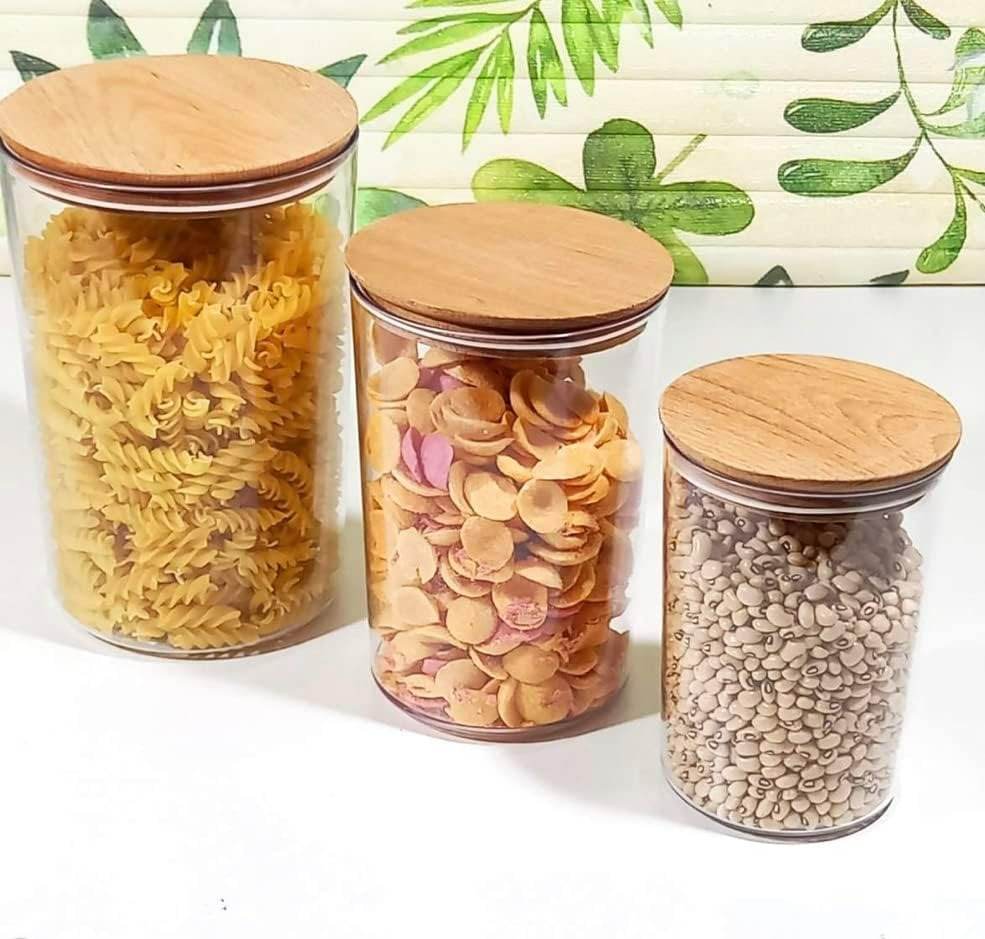 Round Glass Cylinder With Bamboo Lid (15x8cm)(Each) - DMC Wholesale