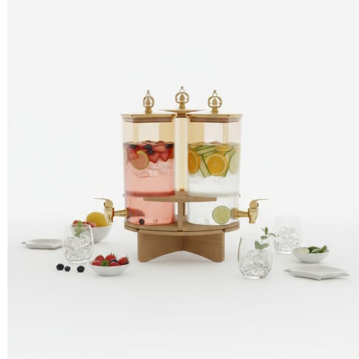 Luxury Rotating Triple Glass Beverage Dispenser (1.8L)(3 pcs)