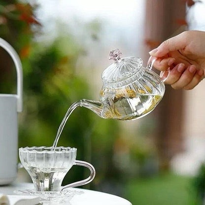 Textured Glass Teapot With Pink Handle (250ml)(Each)