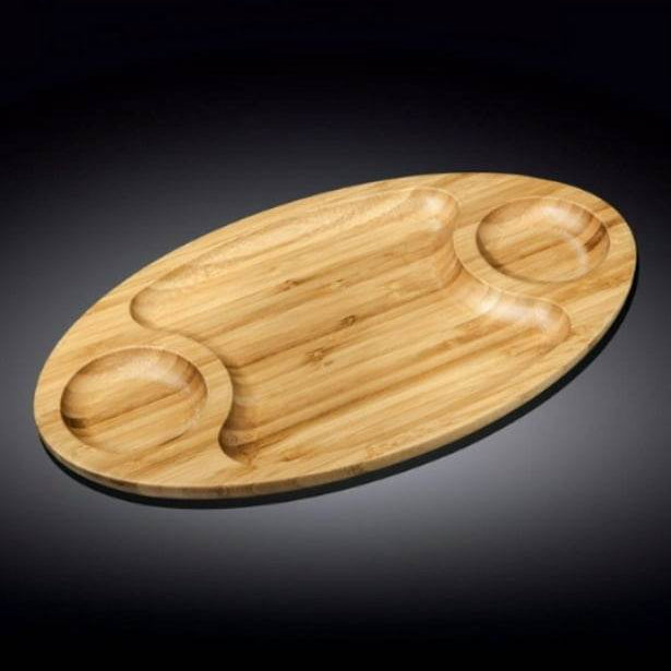 Bamboo Appetizer And Sauce Platter (3 Compartment)