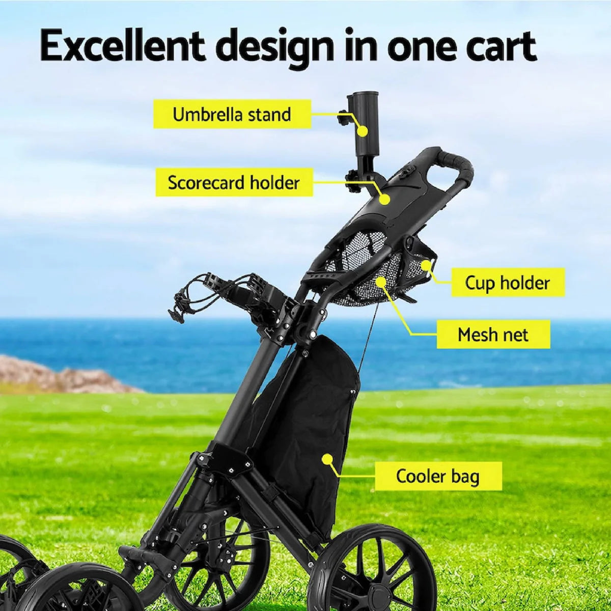 Four Wheel Golf Push Cart