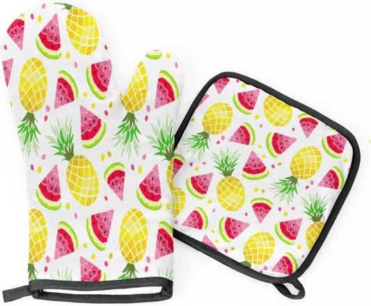 Fruit Print Oven Mitt And Potholder Set (2 pcs) - DMC Wholesale