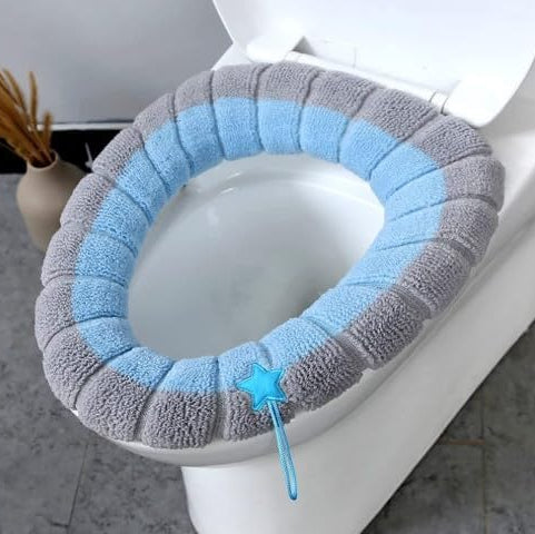 Plush Knitted Toilet Seat Cover (Blue Only)