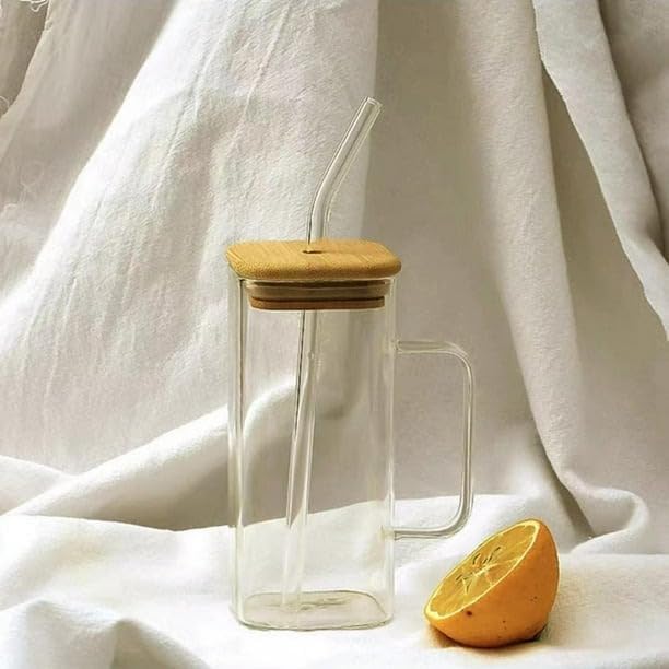Elegant Ultra Durable Clear Square Glass Cup (380ml)(Each)