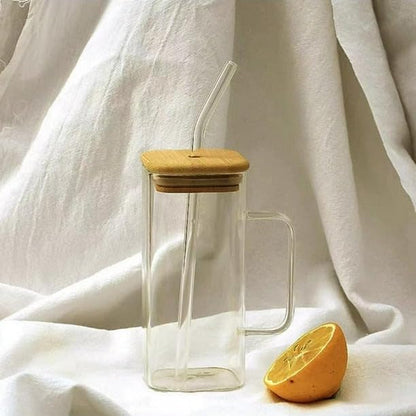 Elegant Ultra Durable Clear Square Glass Cup (380ml)(Each)