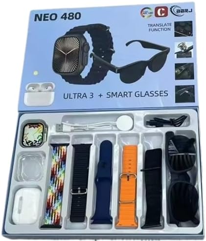 3in1 Smart Watch, Bluetooth Headphones, and Wireless Glasses Set