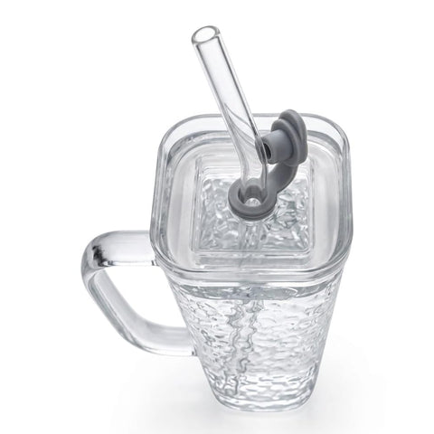 Elegant Textured Square Glass Cup (380ml)(Each)