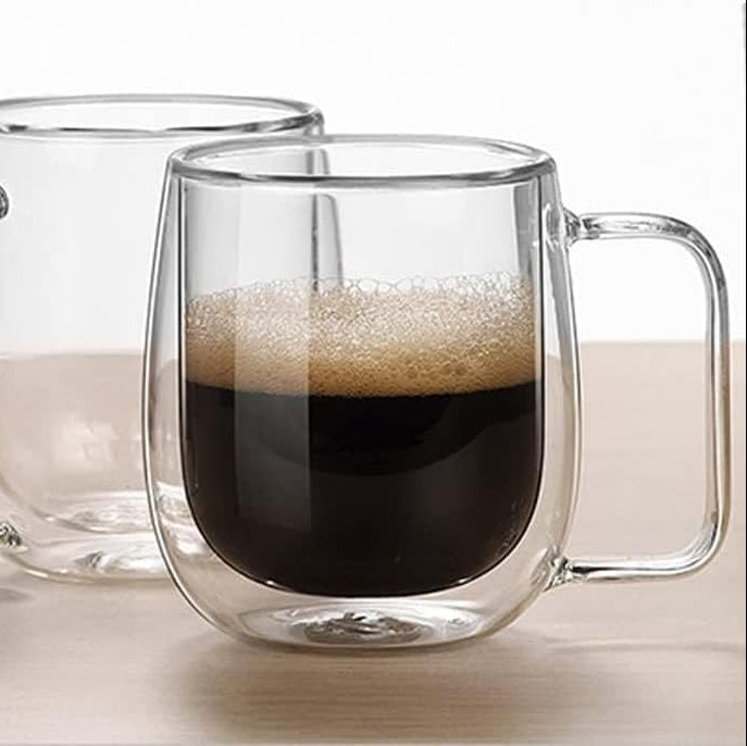 Elegant Clear Double Wall Glass Cup (350ml)(Each)